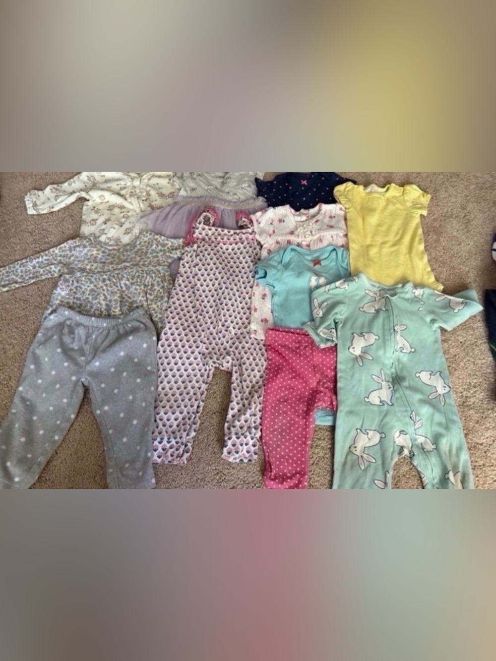 9 Months Mixed Baby Girls Clothing Set - Pastel Prints & Polka Dots